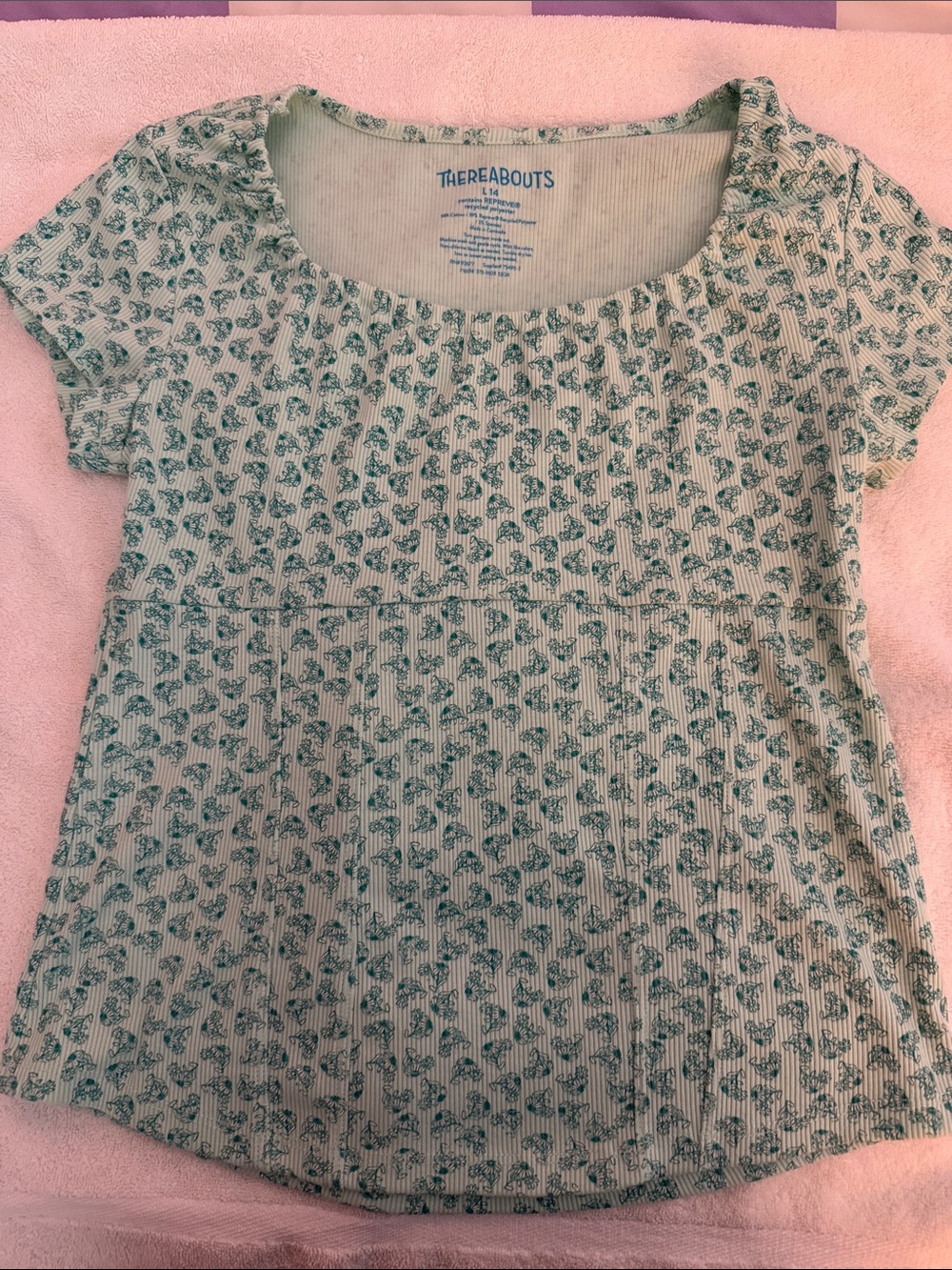 Thereabouts Girls' Mint Green Floral Short Sleeve Top